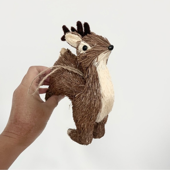 Reindeer Straw Pottery Barn Style Ornament Brown - Picture 5 of 7